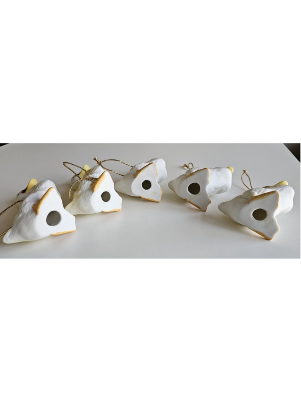 Vintage Set of 5 Bisque Porcelain White Duck Ornaments - Farmhouse Decor - Picture 7 of 12
